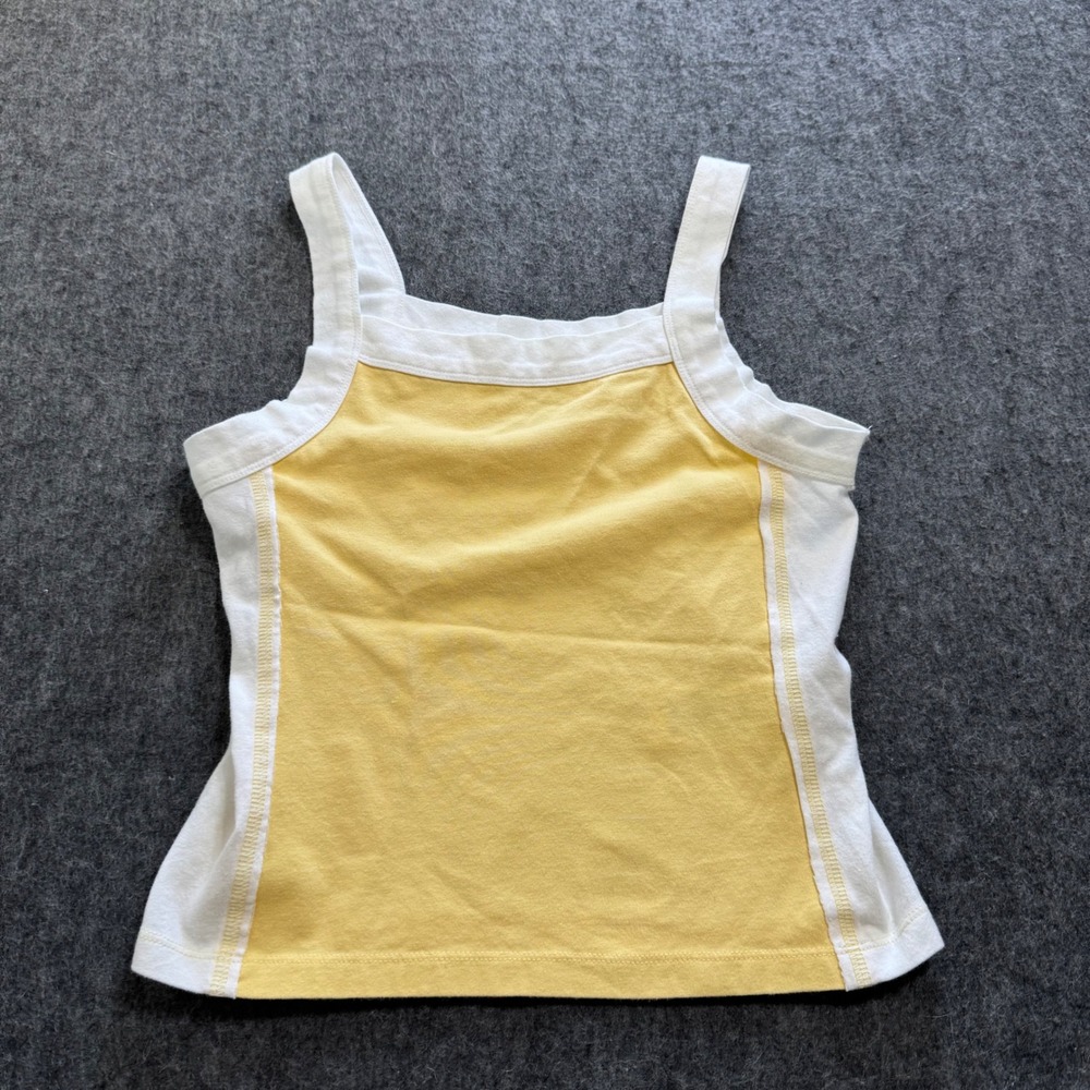 Pilcro Yellow White Colorblock Tank Top Square Neck Cotton Blend XS